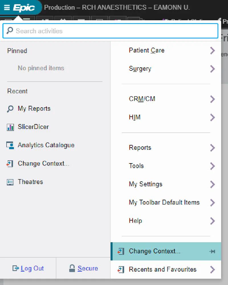 Change context menu